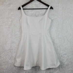 Sz 6 Theory Ivory Flared Square Neck Mini Dress - Picture 1 of 12