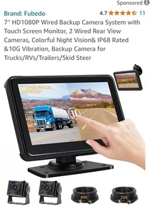 Wired Backup Camera with 7'' Touch Screen Monitor, Rear View Camera System fo... - Picture 1 of 8