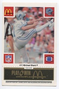 1986 McDonalds Detroit Lions Black Tab - Singles - You Pick 'em