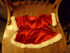 FÜR Puppe oder BÄR Mädchen rot Velours Weihnachten Kleid Set Outfit Build a Bear - Bild 1 von 3