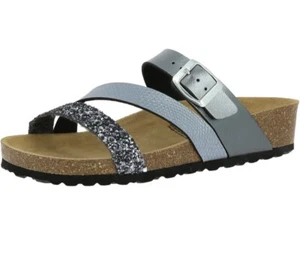 Lico Women's Natural Glitter Mules Colour- Anthracite Uk Size 6 Eu 39 #236 - Picture 1 of 19