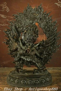 14" Old Tibet Buddhism Bronze Temple Mahakala Wrathful Deity Buddha Statue - Picture 1 of 9
