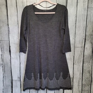 R & K Dress Womens Medium Gray 3/4 Sleeve Knee Length Sweater Dress - Picture 1 of 9