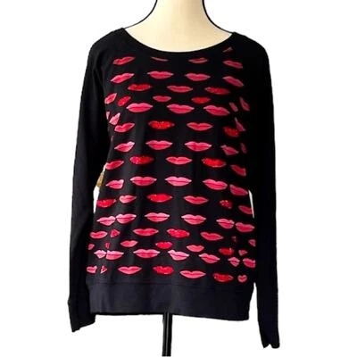 Halogen women’s lips love sweatshirt top Sz M - Image 1 of 4