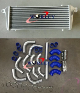 Aluminum Intercooler 450x230x52mm+2.25" Aluminium Piping+BLUE Silicone Hose kit - Picture 1 of 10