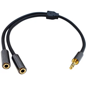 1 Foot 3.5mm Male to Dual 3.5mm Female Stereo Y Splitter Headphone Patch Cable - Picture 1 of 6