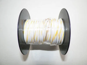 100 FOOT SPOOL 18 GAUGE GXL HI TEMP WIRE WHITE/YELLOW STRIPE AUTOMOTIVE FEET - Picture 1 of 2