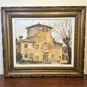 Mexican-Southwest Home Original Oil On Canvas M. Dutton 24X28 Wood Carved Framed - Picture 1 of 15