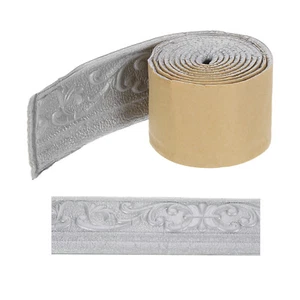 3D Wall Edging Self-Adhesive 90"x3.1" Peel Stick Molding Trim, Silver Gray - Picture 1 of 6