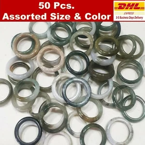 50 Stck. Burmesischer Jadeit Ring Großpackung Posten unbehandelt verschiedene Größen Farben natürliche Jade - Bild 1 von 12