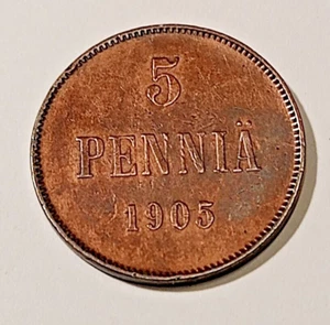 Finland * 5 penniä *1905 * Copper *Good condition *1+* - Picture 1 of 2