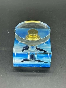 Murano Cristalleria D'arte Optic Glass Perfume Bottle Italy Jumping Dolphins  - Picture 1 of 4