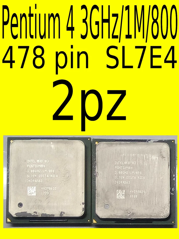 2pz Pentium 4 3Ghz/1M/800 478 pin SL7E4 testati funzionanti - Immagine 1 di 1