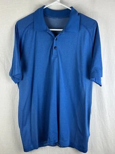 Lululemon Polo Shirt Mens Medium Blue Stretch Logo Golf Short Sleeve - Picture 1 of 12