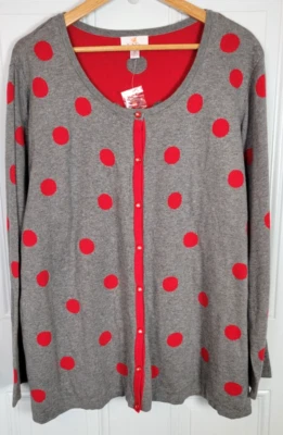 NWOT Quaker Factory Plus Size Polka Dot Cardigan Sweater Size 2X - Image 1 of 4