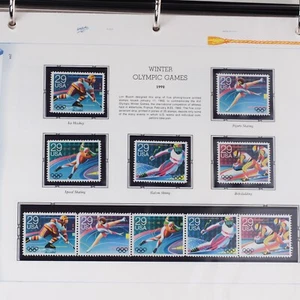 US Briefmarken 1992 Olympische Winterspiele 5er Markenserie aufklappbar, schön montiert! - Bild 1 von 7