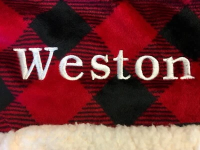 Manta Personalizada Rojo Cuadros Buffalo Check Lujo Sherpa 50” x 60” Cálido Regalo Foto 1 de 4