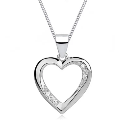 Halskette Zirkonia Herz Anhänger 925er Sterling Silber Geschenk für Damen Frauen - Bild 1 von 4