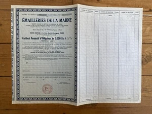 certificat d'obligations: EMAILLERIES DE LA MARNE (51) (O) - Picture 1 of 1