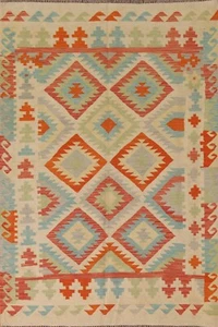 Tappeto tribale reversibile Kilim Kelim 5x7 lana tessuto piatto tappeto colorato - Foto 1 di 9