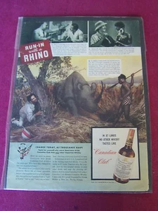 De colección. 1941 CANADIAN CLUB, "Run-in with a Rhino" Ladies Home-Journal", Mag adv. - Imagen 1 de 1