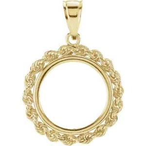 14K Rope Coin Frame for 1/10 Oz American Eagle Pendant, 16.5x1.1 mm - Bestseller - Picture 1 of 2