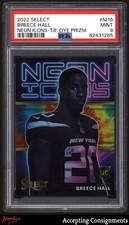 2022 Select Neon Icons Prizm Tie Dye #16 Breece Hall RC Rookie PSA 9 MINT /25
