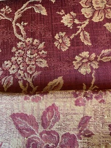 Burgundy/Tan Damask Reversible Upholstery Fabric By the Yard (R706-RK17) - Picture 1 of 4