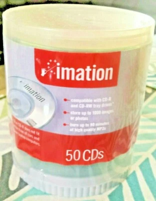 NEW Imation Mini CD-R 50 ct Spindle  SEALED 23 MIN 202 MB 8 cm 80 mm   - Image 1 of 4