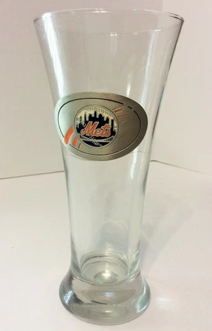 New York Mets 20oz Tapered Beer Glass by Great American Products 2000 - MLB Logo Cover