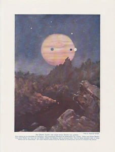 Planet Jupiter von einem Mond aus gesehen FARBDRUCK von 1912 Astronomie - Picture 1 of 1