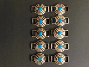 Craft Leather Leatherwork Western Conchos Silver & Turquoise Colour x 10 - Picture 1 of 5