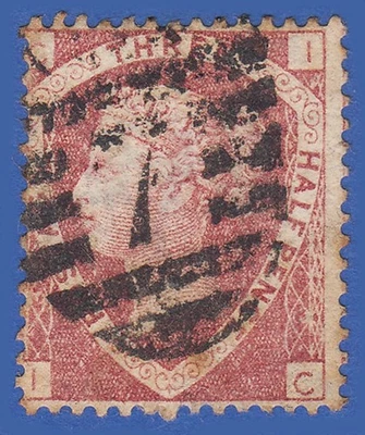 GB QV 1870 1.5d LAKE RED PLATE 3 IC SG52 GU - Image 1 of 2
