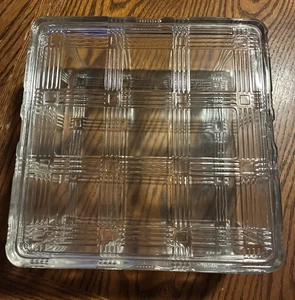 Vintage Hazel Atlas KORBGEFLECHT Glas Kühlschrank Geschirr Quadratisch Deckel 8,5" - Bild 1 von 9