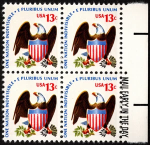 US Stamp Scott #1596 Mail Early Block of 4 Mint NH 13 Cents Eagle & Shield Issue - Picture 1 of 1