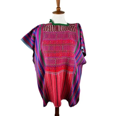 Vintage Guatemalan Huipil Tunic Top Bright Hand-Woven Panels One-of-a-Kind Boho - Image 1 of 4