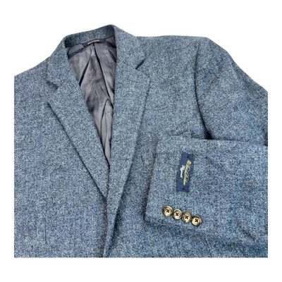 NEW - Brooks Brothers Harris Tweed Fitzgerald Wool Blazer Blue - 46L - NWT - Image 1 of 4