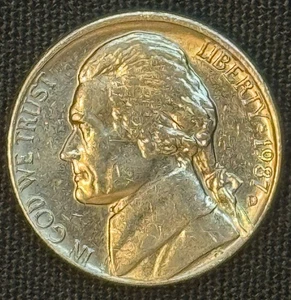 1987 D Mint Mark Circulated with Some Detail Jefferson Nickel - Picture 1 of 4