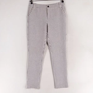 Cabi Windowpane Trousers Pants Womens 6 Black White Slim Leg Mid Rise Stretch - Picture 1 of 10