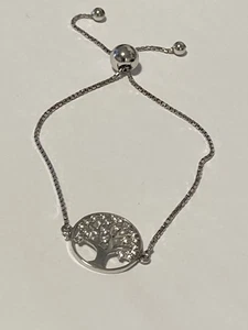 Bracciale cursore albero della vita placcato rodiato in argento sterling e zirconi (4,65 g) - Foto 1 di 14