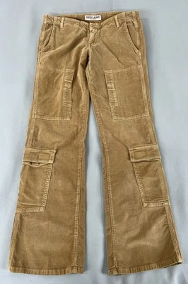 "Pantalones retro cargo pana Guess vintage 7,5"" tiro bajo tostado Y2K para mujer 33""x31,5""" Foto 1 de 4