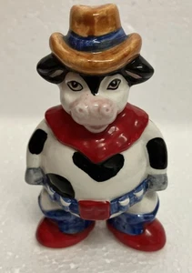 Cowboy Cow by Russ Pepper Shaker Vintage Excellent Shape No Chips No Cracks - Picture 1 of 6