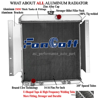 3 Rows Aluminum Radiator for 1961-1969 Dodge D100 Series Pickup 2.8L 3.7L Gas AT - Image 1 of 4