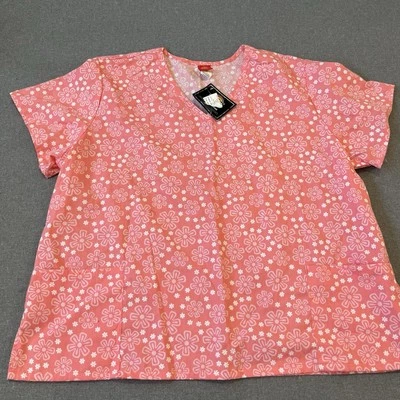 Dickies Scrub Top Womens 3XLarge Pink Floral Short Sleeve Medical Uniform NWT - Image 1 of 4
