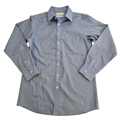 Roundtree & Yorke Gold Label Shirt mens 15-1/2 33 Slim Fit No-Iron Blue ButtonUp - Image 1 of 4