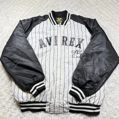 Vintage Avirex Jacket Mens XL Varsity Bomber Pinstripe Baseball 75 Street 90's - Image 1 of 4