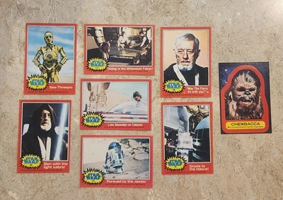 Фотокарточки с фильмами Star Wars 1977 TOPPS 13, 3 наклейки и 1 оригинальная упаковка - Изображение 1 из 4