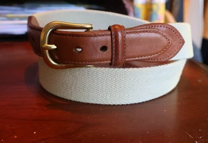 Sehr schöner Coach Natur Beige Herren Baumwolle & Leder Surcingle Gürtel Gr. 35 LG 352 - Bild 1 von 3