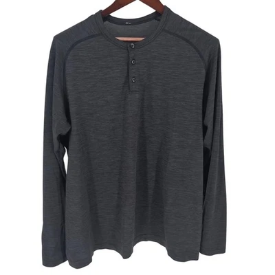 Camisa Henley Lululemon Para Hombres Metal Vent Tech Gris Oscuro Atlética Talla XL Foto 1 de 4