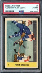 1958-59 Parkhurst #1 Bob Pulford PSA 8 Maple Leafs HOF *ML70-526 - Picture 1 of 2